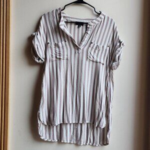Jones New York Signature Striped Short Sleeve Jersey Size Medium